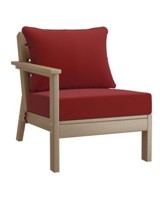 Outdoor Patio HDPE Weathered Wood Loveseat Sofa with Patio Cushions