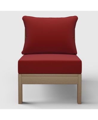 Outdoor HDPE Deep Seating Modular Armless Patio Weathered Wood Chair with Cushions