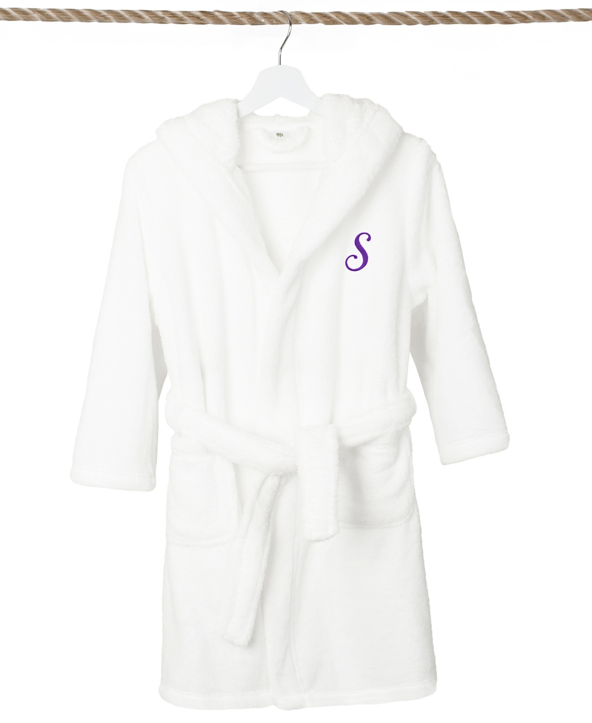 Linum Home Personalized Kids Super Plush Hooded Bathrobe In S White,purple