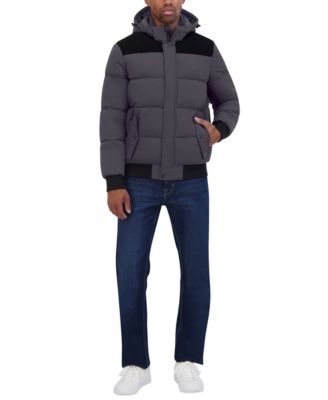 Men's Mixed Media Bomber Jacket