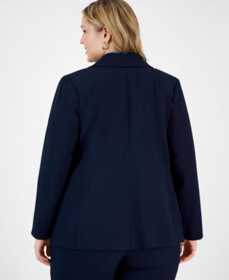 Plus Size Long-Sleeve One-Button Blazer