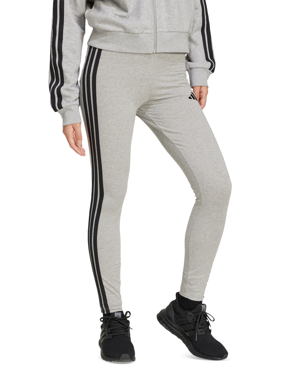Shop Adidas Originals Women's Slim-fit Full-length High-rise Leggings In Medium Grey Heather,black
