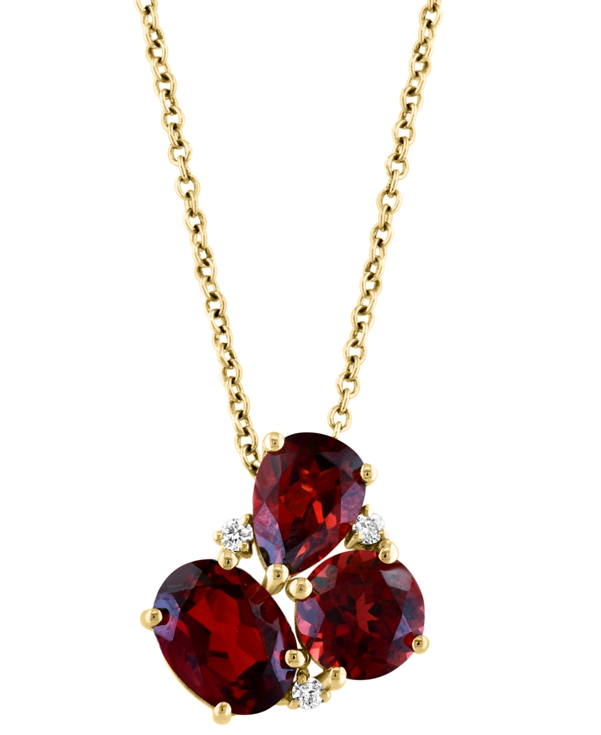 Effy Collection Effy Garnet (3-5/8 Ct. T.w.) & Diamond (1/20 Ct. T.w.) Mixed Cut Cluster 18" Pendant Necklace In 14k In Garnet