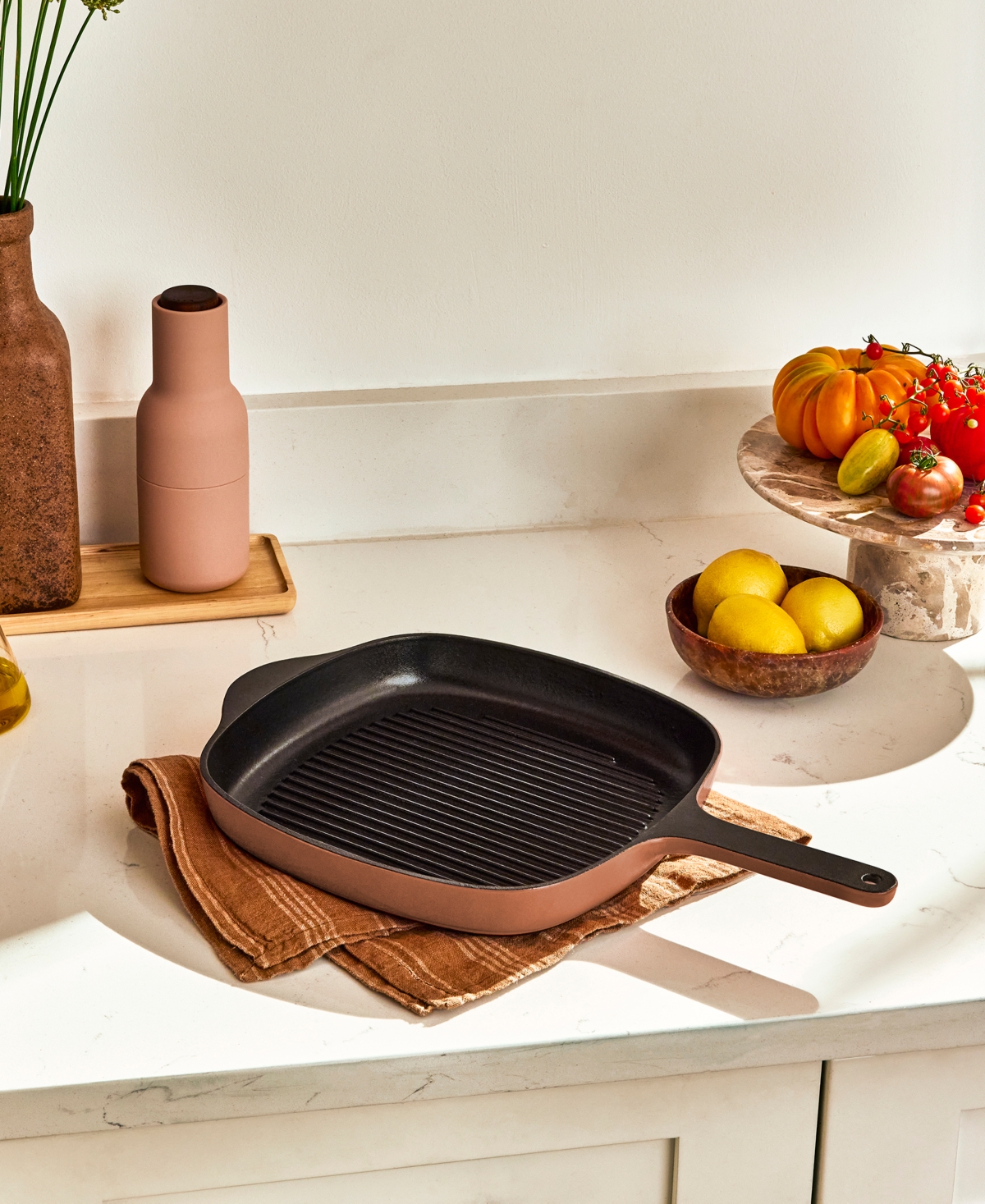 Caraway Enameled Cast Iron 10.5" Grill Pan In Rust