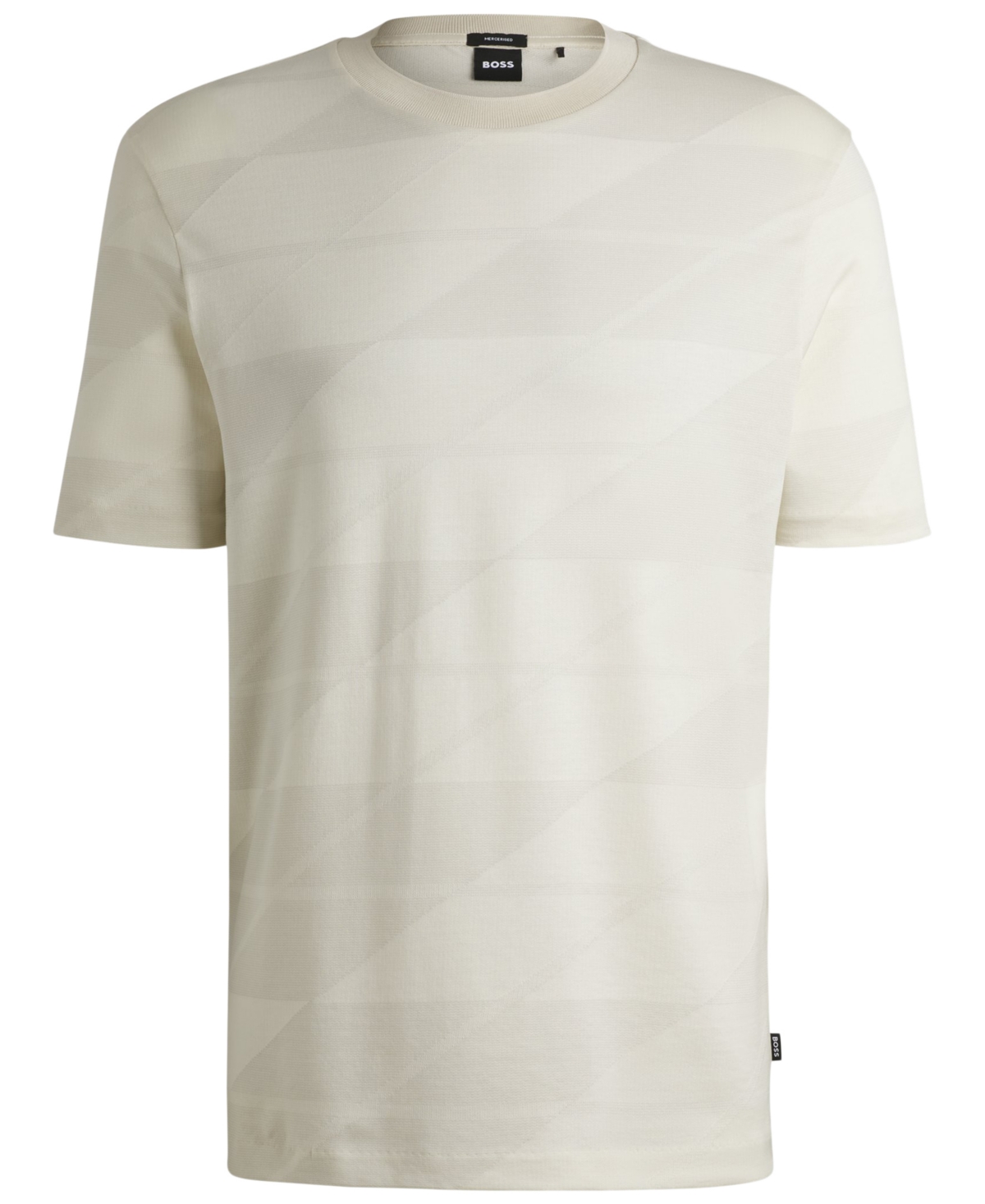 Hugo Boss Cotton T-shirt With Two-tone Monstera-leaf Pattern In Open White