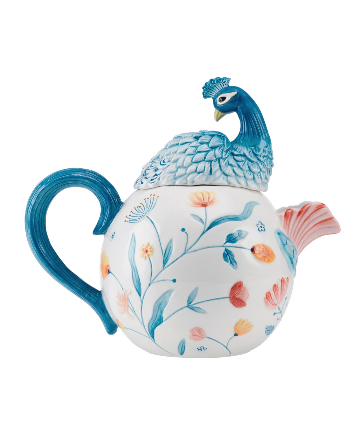 Fitz And Floyd Gracie Teapot With Peacock Lid In Assorted