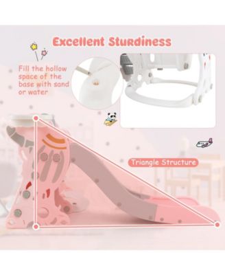 4-in-1 Kids Slide and Swing Set with Basketball Hoop