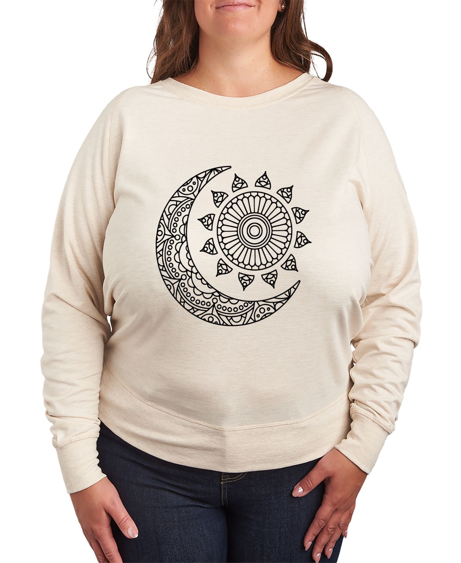 Plus Size Trendy Sun Moon Graphic Pullover Top