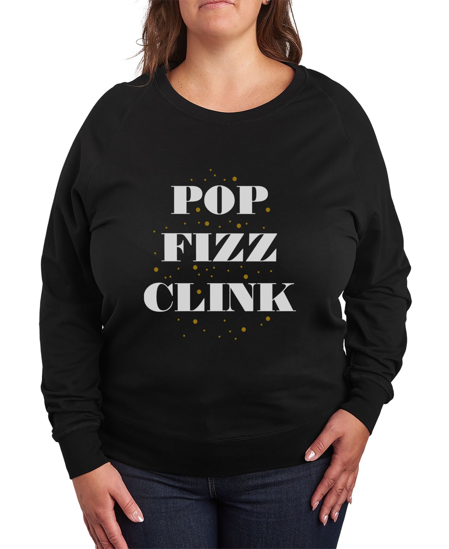 Plus Size Trendy Pop Fizz Clink Graphic Pullover Top