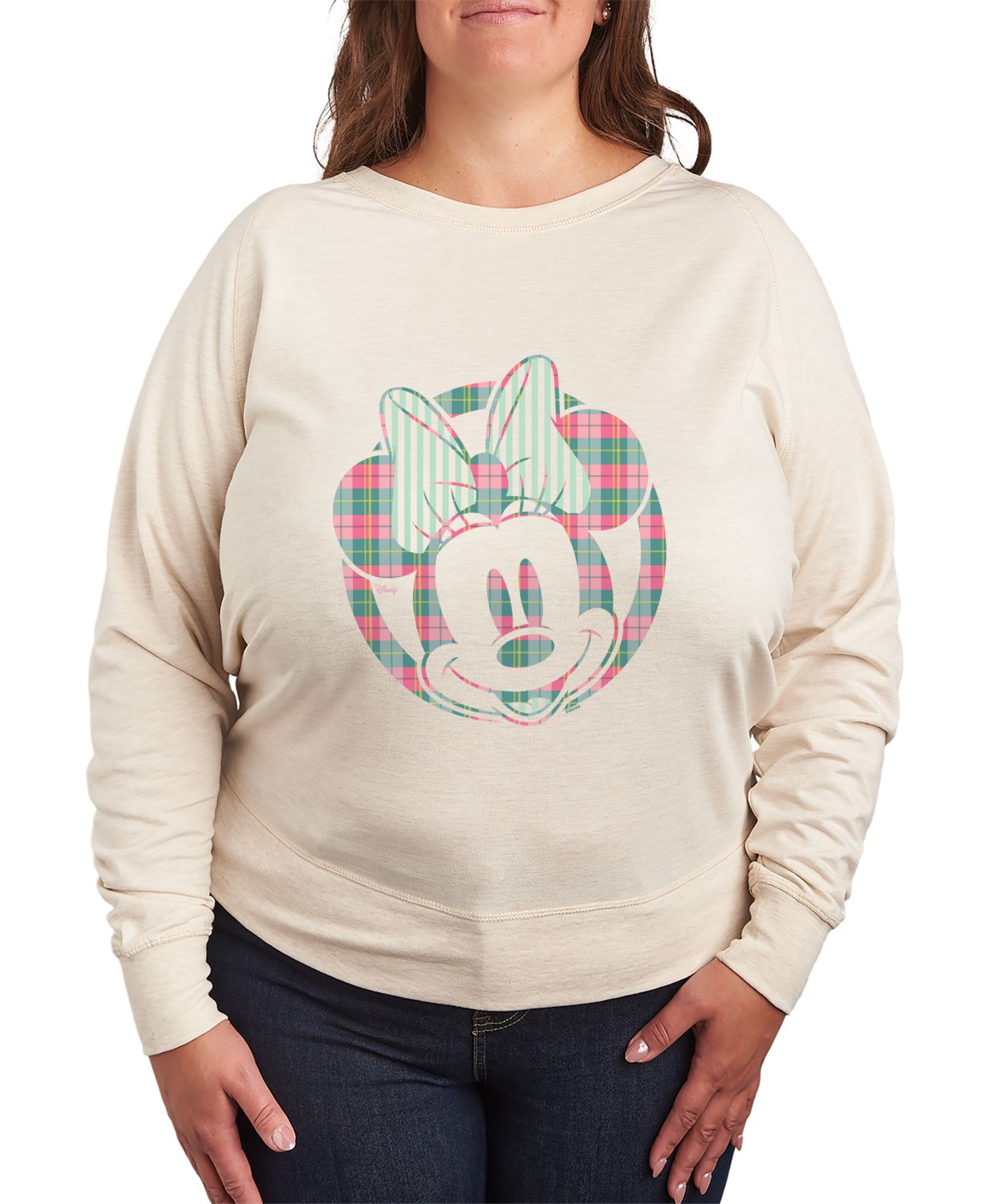 Plus Size Disney Minnie Mouse Plaid Graphic Pullover T-shirt