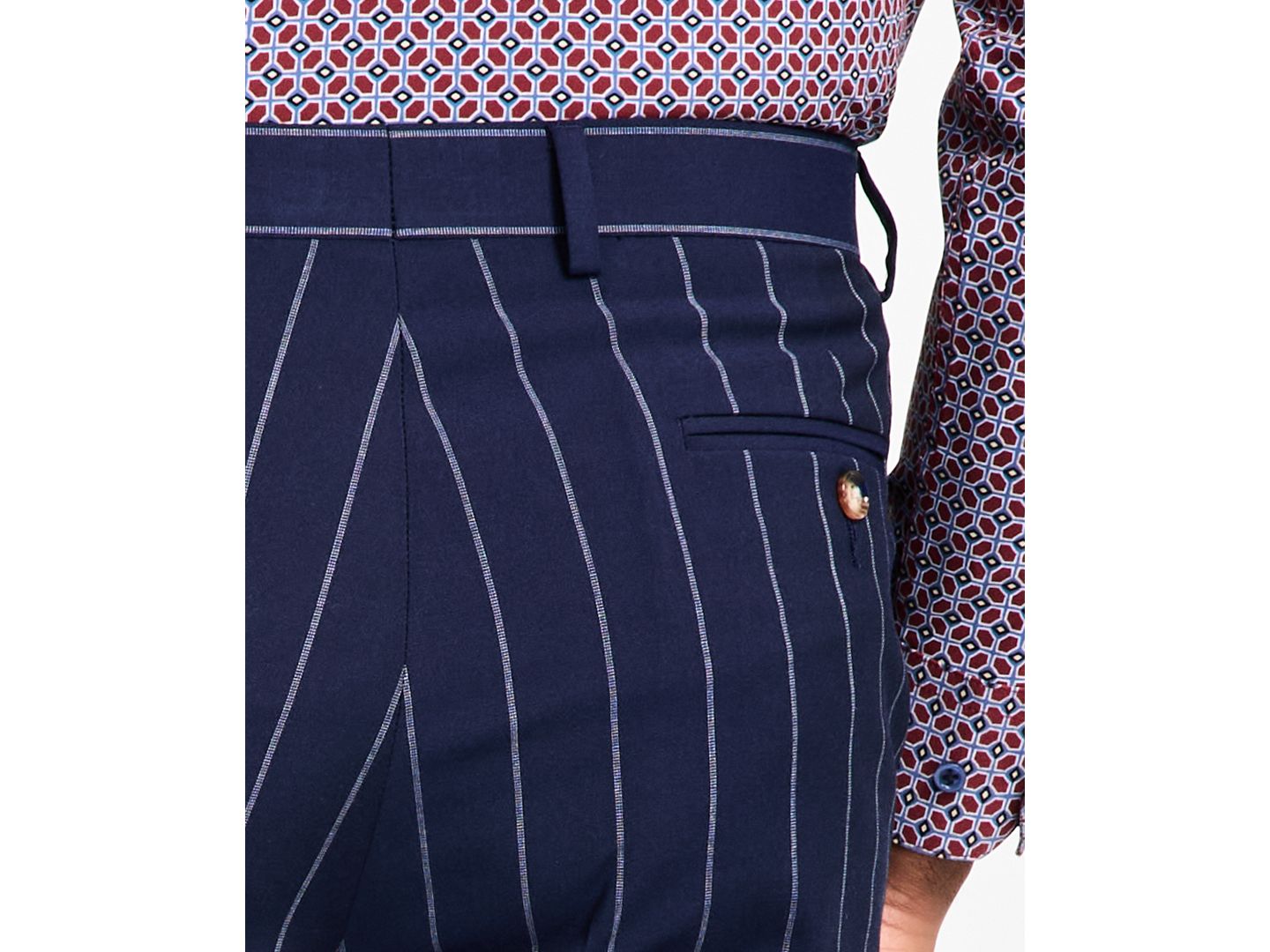 Мужские брюки Tayion Collection Regular-Fit Pinstripe Suit, цвет: Синий — фото 6