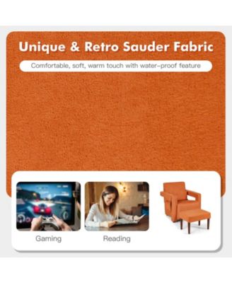 Modern Berber Fleece Single Sofa Chair with Ottoman and Waist Pillow