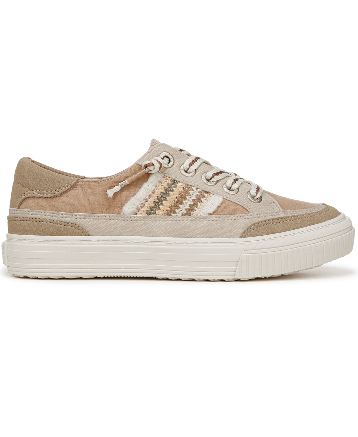 Shop Blowfish Malibu Women's Alex Round Toe Lace Up Sneakers In Sand Raffia,faux Leather