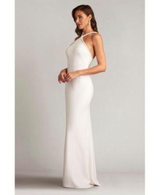 Women's Sicily Pearl Trim Halter Gown