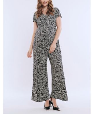 Maternity Short Sleeve V-Neck Flare Leg Jumpsuit - Motherhood