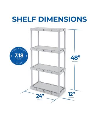 4 Shelf Knect-A-Shelf Fixed Height Solid Light Duty Storage,Grey