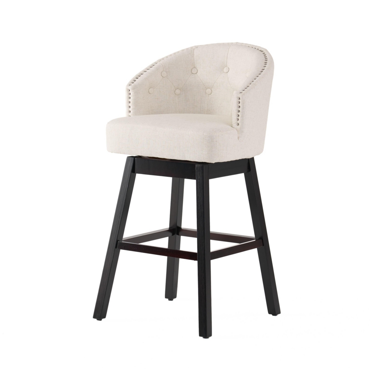 Set of 2 Swivel Bar Stools with Nailhead Trim, 32'' Seat Height for Kitchen Island or Home Bar -The Pop Home