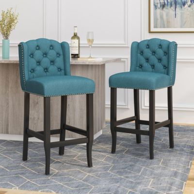 Set of 2,Fabric 31" Tufted Wingback Bar Stools,for Kitchen Island or Bar