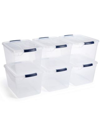 Cleverstore 30 Quart Plastic Storage Tote Container w/ Lid (12 Pack)