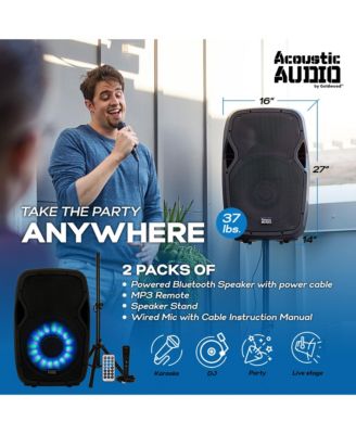 15 Inch 1000W Bluetooth LED Speaker System (2 Pack)