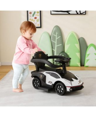 3-in-1 Licensed Lamborghini Ride on Push Car Stroller Sliding Car w/ Sound