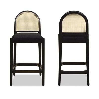 Set of 2 Rattan Counter Height Stools