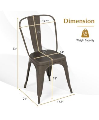 4 Pcs Modern Bar Stools with Removable Back and Rubber Feet-Gun
