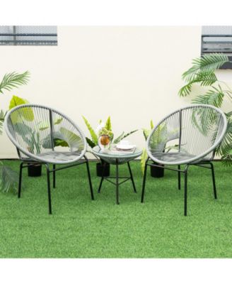 3 Pieces Patio Acapulco Furniture Bistro Set with Glass Table