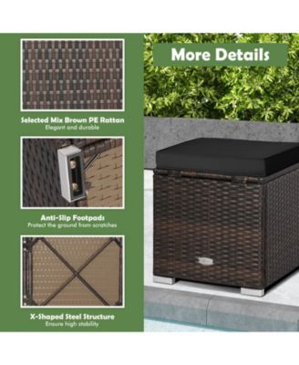 2 Pieces Patio Ottoman with Hidden Storage Space