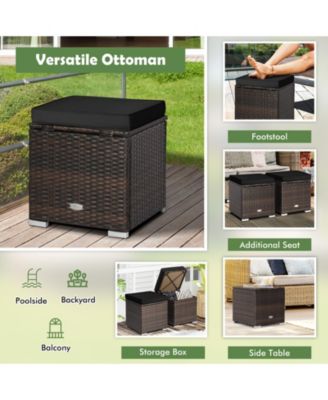 2 Pieces Patio Ottoman with Hidden Storage Space