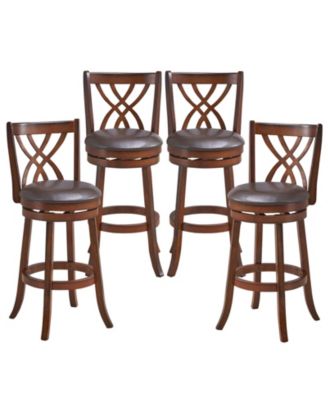 360° Swivel Counter Height Chairs with PU Leather Cushioned Seat and Footrests-30 inches