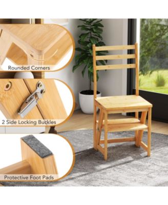 Multifunctional 3-in-1 Ladder Chair Display Plant Stand for Library Kitchen Office