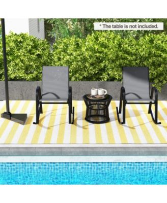 Set of 2 Metal Patio Rocking Chair with Breathable Seat Fabric