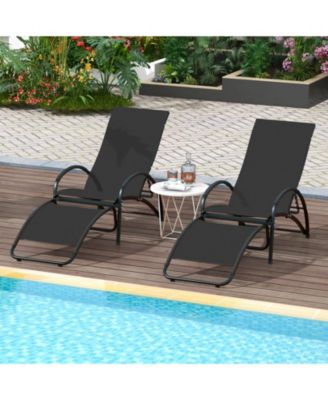 2-in-1 Outdoor Rocking Chair with 4-Position Adjustable Backrest for Patio Porch Poolside