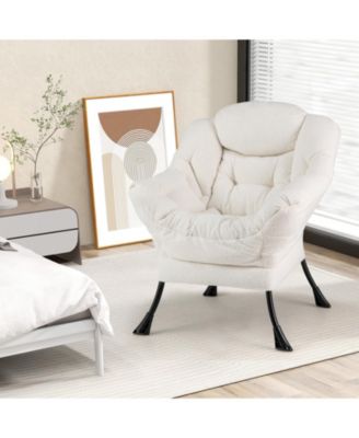 Sherpa Upholstered Accent Chair with Cozy Head Pillow