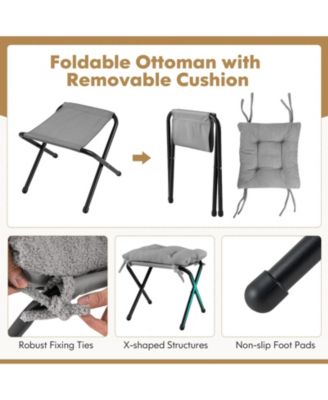 Modern Accent Chair with Folding Footrest and Head Pillow