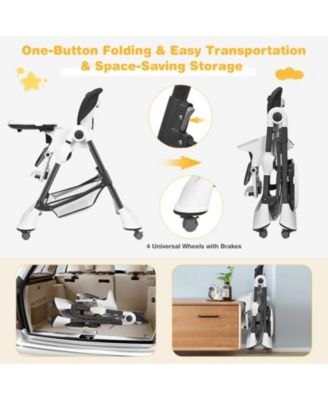 Boys A-Shaped High Chair with 4 Lockable Wheels