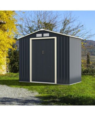 7 Feet x 4 Feet Metal Storage Shed with Sliding Double Lockable Doors
