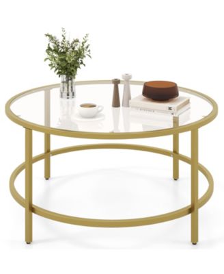36 Inch Round Table with Tempered Glass Tabletop