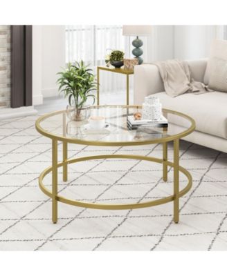 36 Inch Round Table with Tempered Glass Tabletop