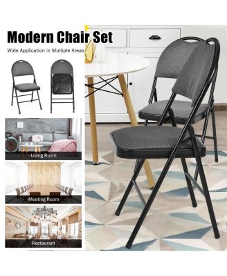 Set of 6 Folding Fabric Upholstered Metal Chairs