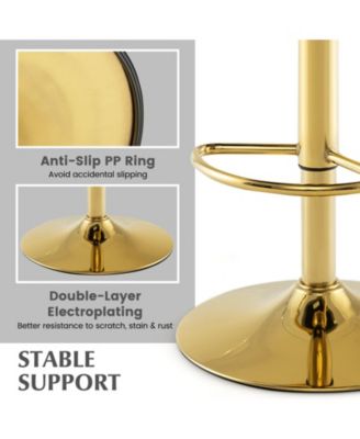 Set of 2 Swivel Bar Stools PU Leather Bar Chairs with Footrest and Curved Backrest