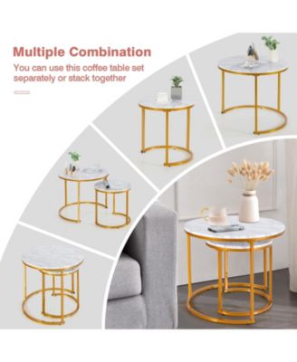 Set of 2 Modern Round Stacking Nesting Tables