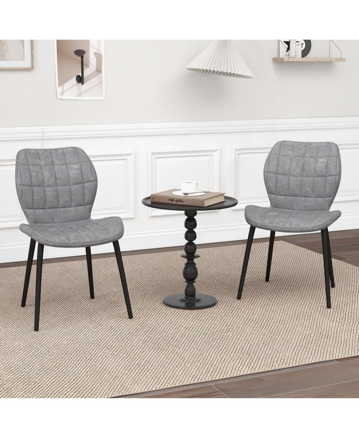 Gouun Dining Chairs Set of 2 with Padded Back Metal Legs and Adjustable Foot Pads