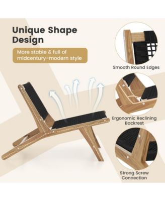 Mid Century Modern Accent Chair Farmhouse Handwoven Cordage with Ottoman