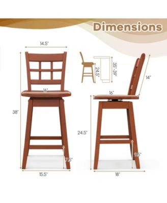 Counter Height Barstools Set of 2 with 6-Grid Hollow Back and Seat