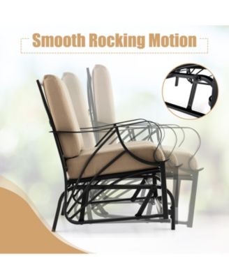 Patio Glider Rocking Chair with Thick Cushion and Curved Armrest
