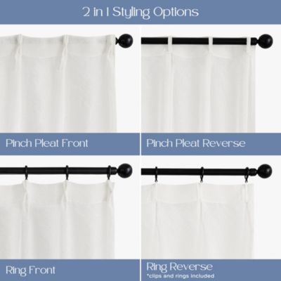 Madison Pinch Pleat Single Curtain Panel with Hooks and Rings, 38"X84"