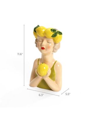 Lady Lemons Ceramic 11.6-Inch Tall Sculpture Vase