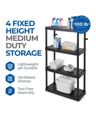 4 Shelf Fixed Height Medium Duty Storage Unit, Black (3 Pack)